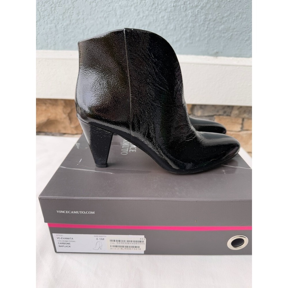 Vince Camuto Evanata Fashion Ankle Booties Size 8.5 BLACK PATENT LEATHER $129